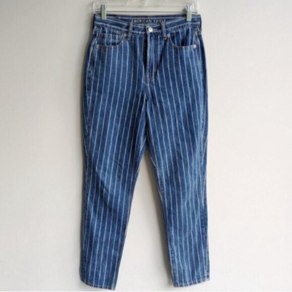 American Eagle striped high rise Mom Jeans - Picture 5 of 7